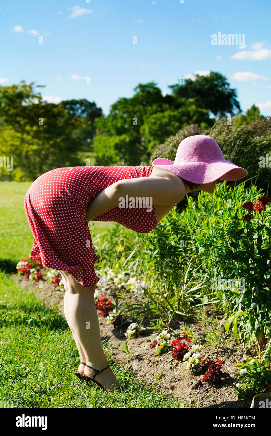 Portrait beautiful woman bending over hires stock photography and