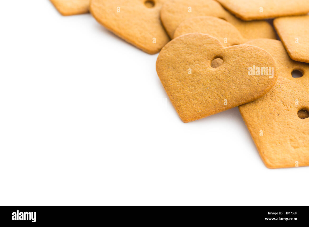 Tasty gingerbread hearts isolated on white background Stock Photo - Alamy