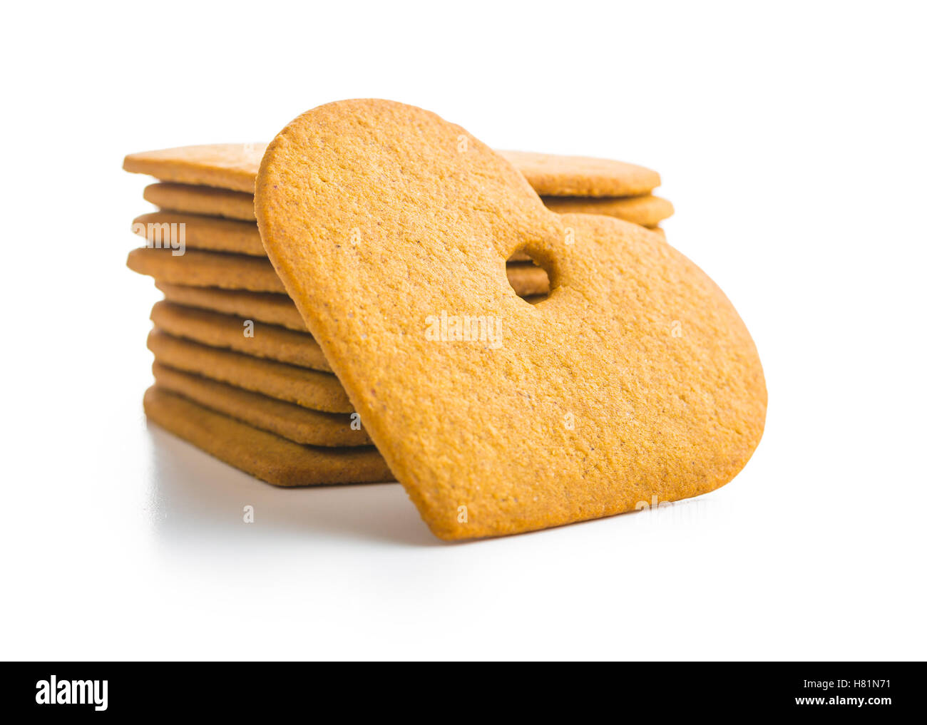 Tasty gingerbread hearts isolated on white background Stock Photo - Alamy