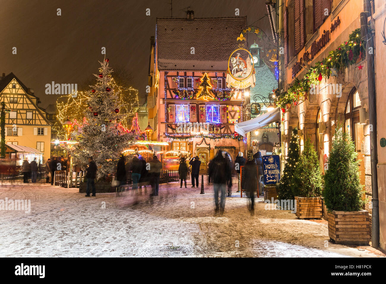 Christmas decoration in the center of Colmar wine route Alsace Hout Rinh France Stock Photo Alamy