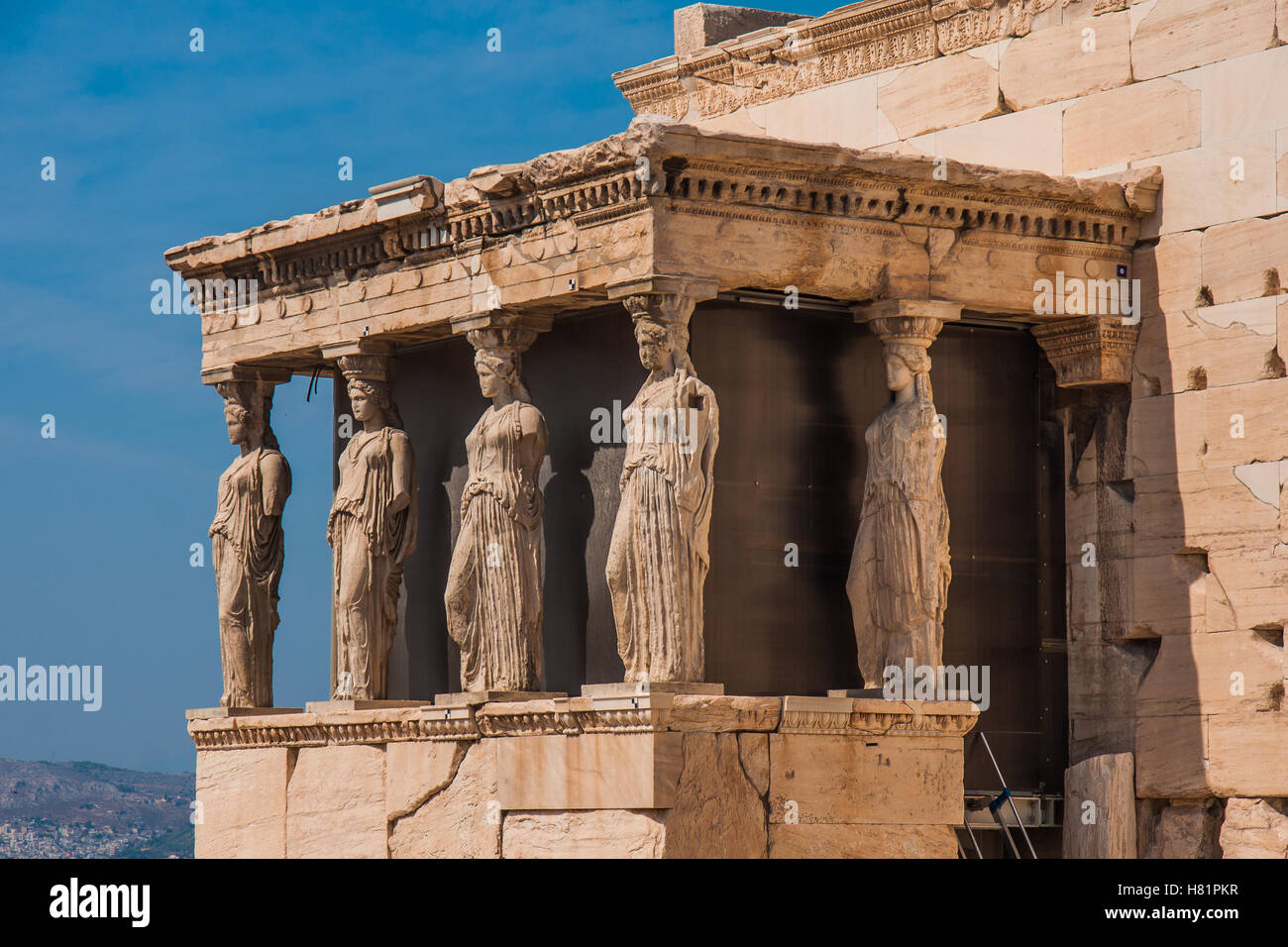 Female statues in the Erechtheion, Athens, Greece Stock Photo Alamy