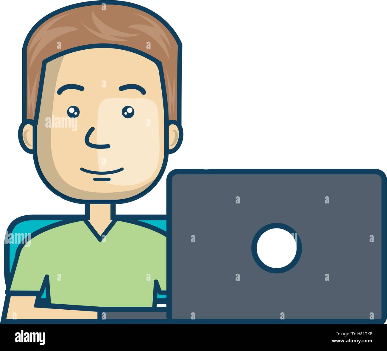 Avatar of a person working on laptop vector illustration design Stock ...