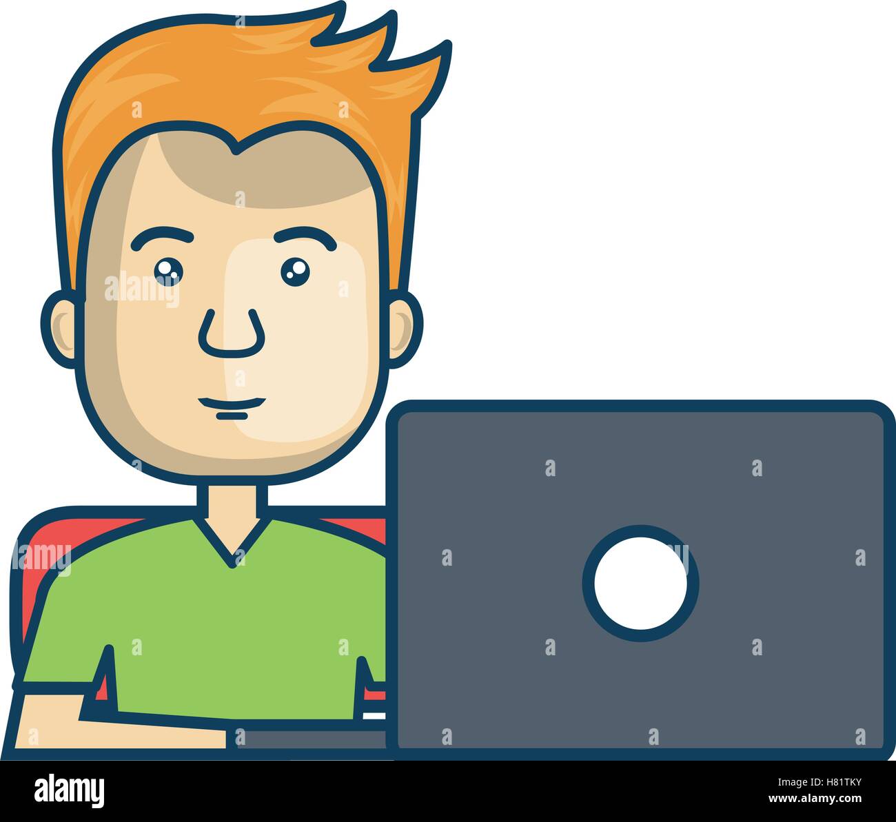 Avatar of a person working on laptop vector illustration design Stock ...