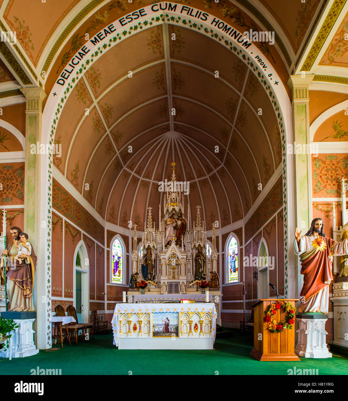 Catholic church altar area Stock Photo Alamy