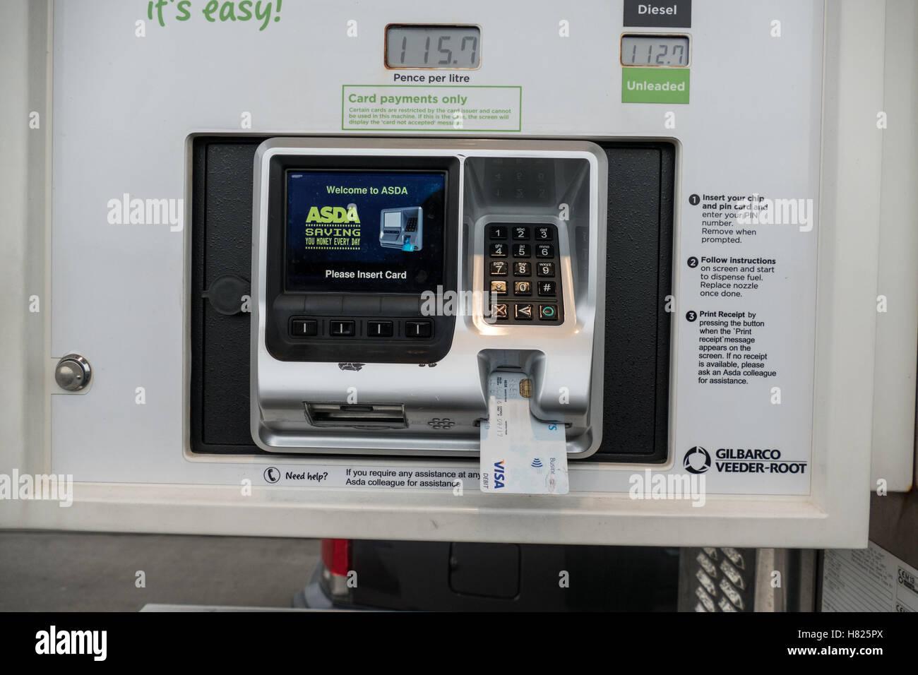 Asda fuel pump using card only payments Stock Photo Alamy