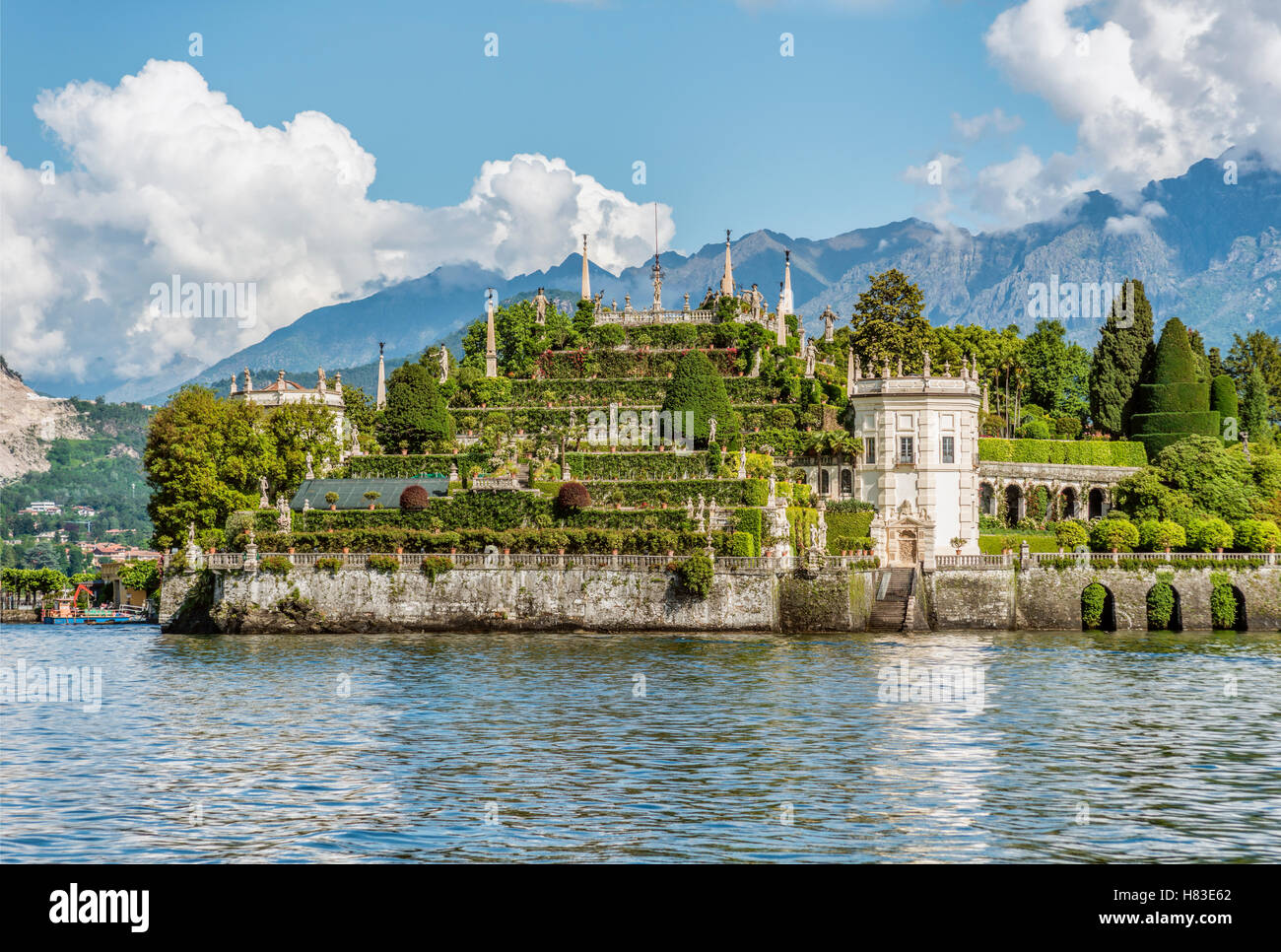 Terraced garden of Palazzo Borromeo at Isola Bella, Lago Maggiore, seen