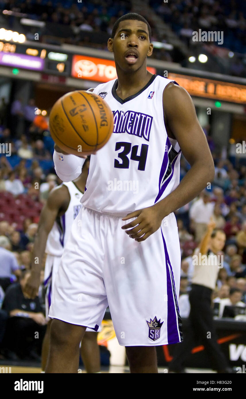 November 29, 2009; Sacramento, CA, USA;  Sacramento Kings forward Jason Thompson (34) during the first quarter against the New Orleans Hornets at the ARCO Arena. Sacramento defeated New Orleans 112-96. Stock Photo