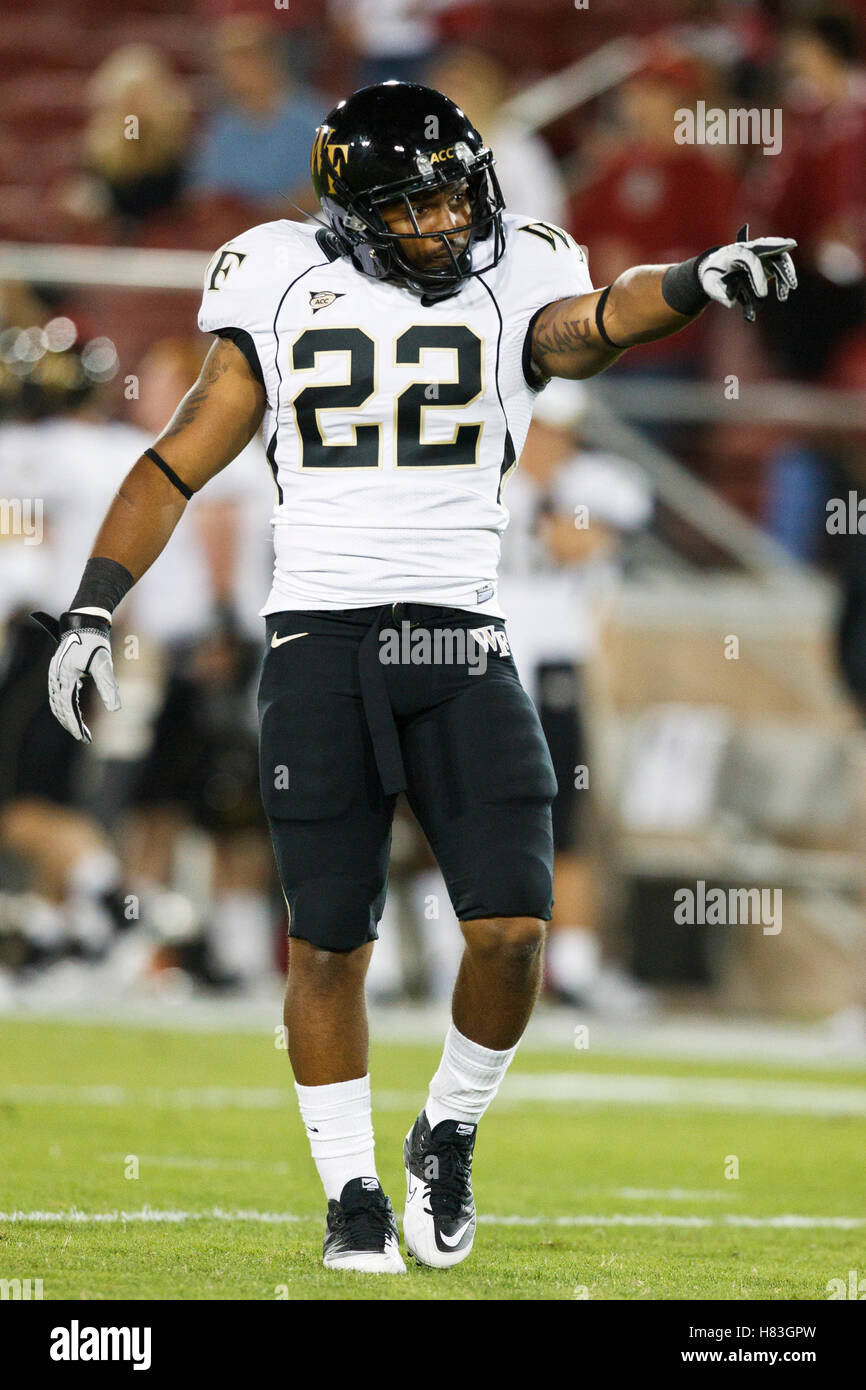 September 18, 2010; Stanford, CA, USA; Wake Forest Demon Deacons running back Brandon Pendergrass (22) during the first quarter against the Stanford Cardinal at Stanford Stadium. Stanford defeated Wake Forest 68-24. Stock Photo