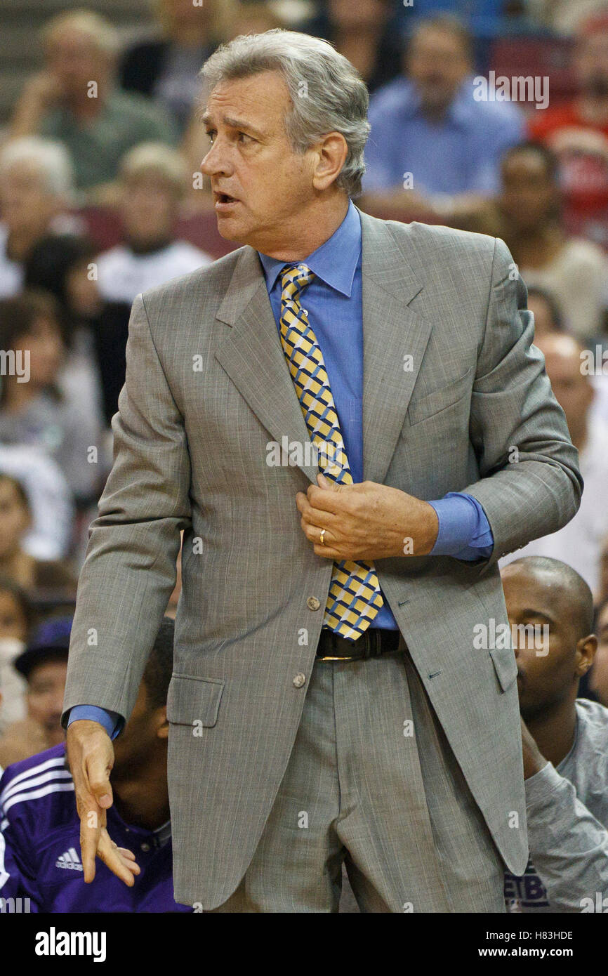 November 1, 2010; Sacramento, CA, USA;  Sacramento Kings head coach Paul Westphal on the bench during the first quarter against the Toronto Raptors at the ARCO Arena. Stock Photo