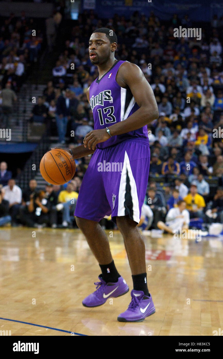 April 10, 2011; Oakland, CA, USA; Sacramento Kings point guard Tyreke Evans  (13) dribbles the ball