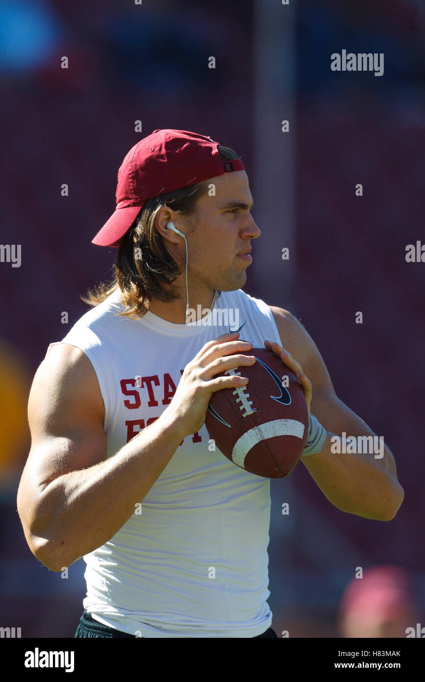 Oct 8, 2011; Stanford CA, USA;  Stanford Cardinal tight end Coby Fleener (82) warms up before the game against the Colorado Buffaloes at Stanford Stadium.  Stanford defeated Colorado 48-7. Stock Photo