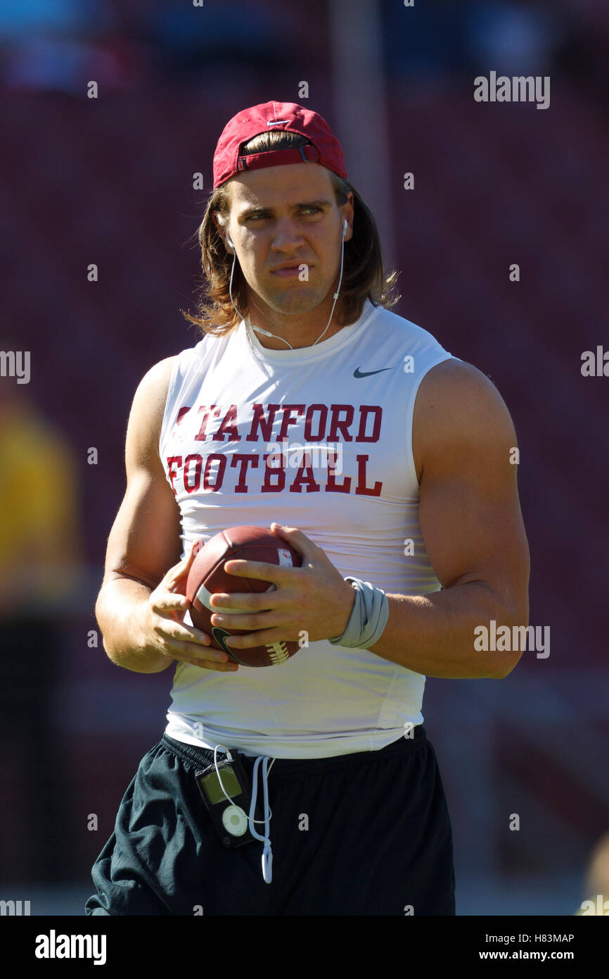 Oct 8, 2011; Stanford CA, USA;  Stanford Cardinal tight end Coby Fleener (82) warms up before the game against the Colorado Buffaloes at Stanford Stadium.  Stanford defeated Colorado 48-7. Stock Photo