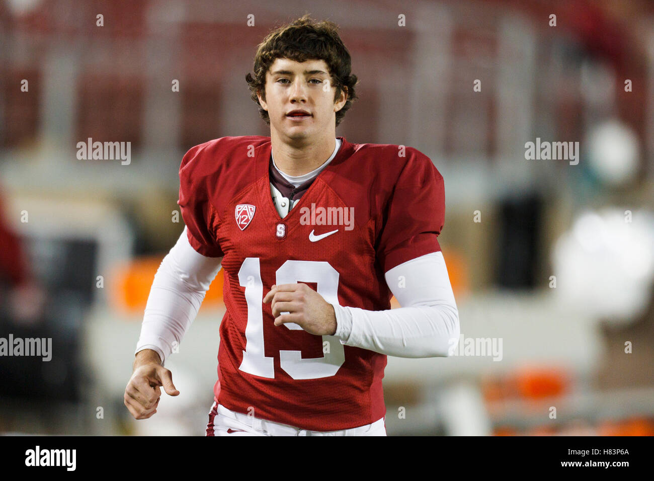 Nov 19, 2011; Stanford CA, USA;  Stanford Cardinal kicker Jordan Williamson (19) warms up before the game against the California Golden Bears at Stanford Stadium.  Stanford defeated California 31-28. Stock Photo