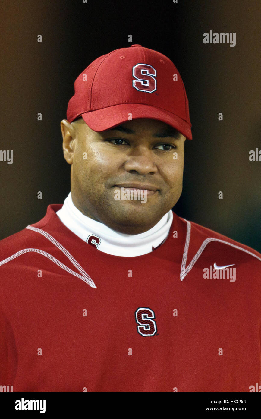 Nov 19, 2011; Stanford CA, USA;  Stanford Cardinal head coach David Shaw enters the field before the game against the California Golden Bears at Stanford Stadium. Stock Photo