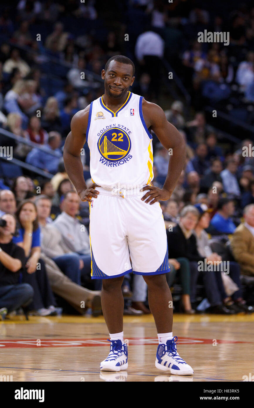 Feb 2, 2012; Oakland, CA, USA; Golden State Warriors guard Charles Jenkins (22) during a stoppage in play against the Utah Jazz during the fourth quarter at Oracle Arena. Golden State defeated Utah 119-101. Stock Photo