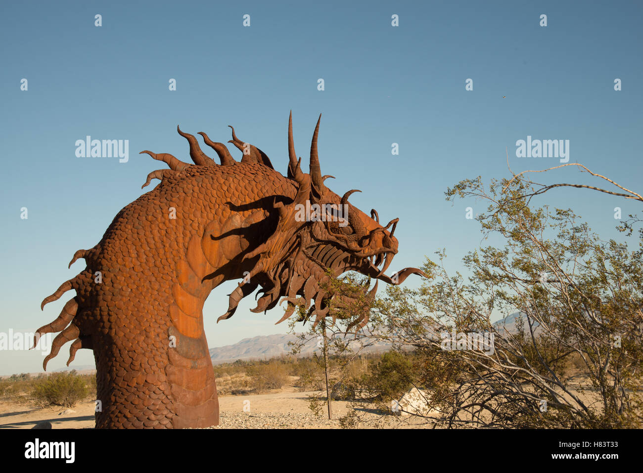 Ricard Breceda Metal Sculptures in Borrego Springs Desert Stock Photo