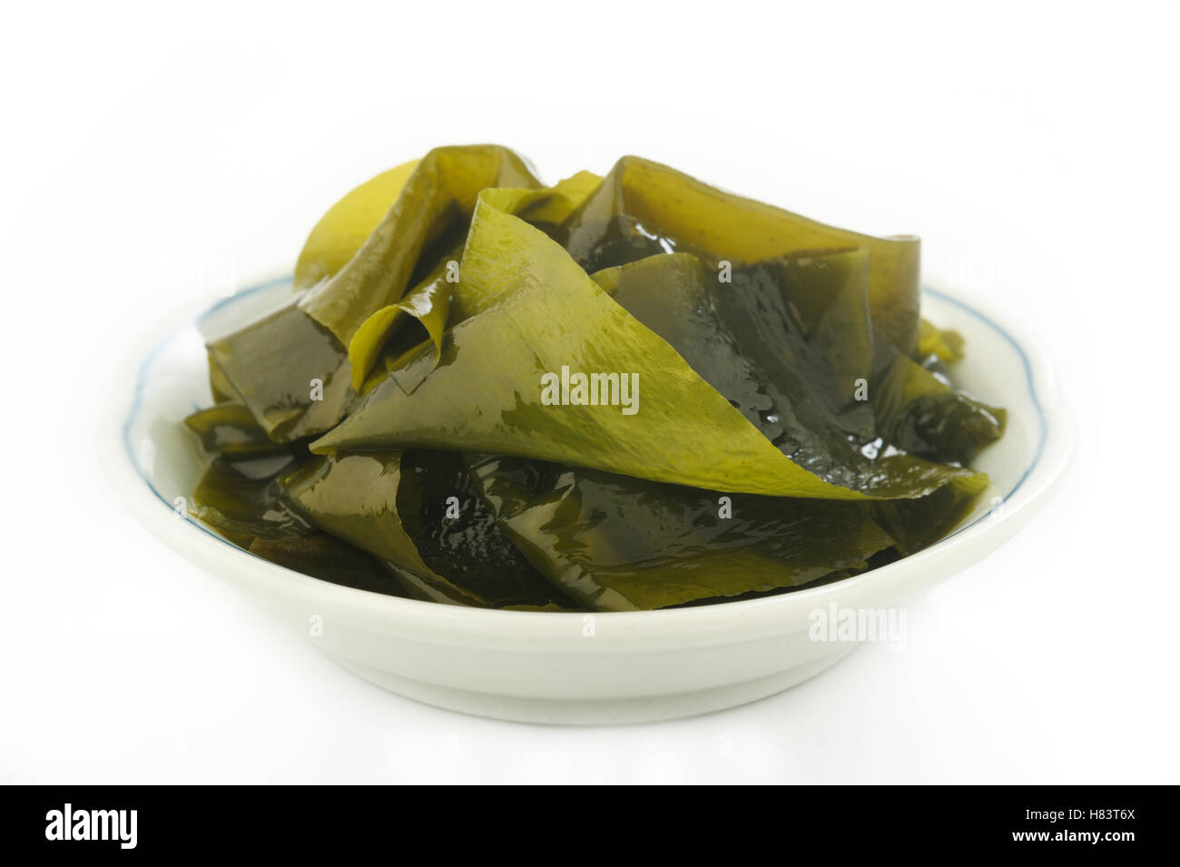 Fresh Seaweed wakame in bowl Stock Photo