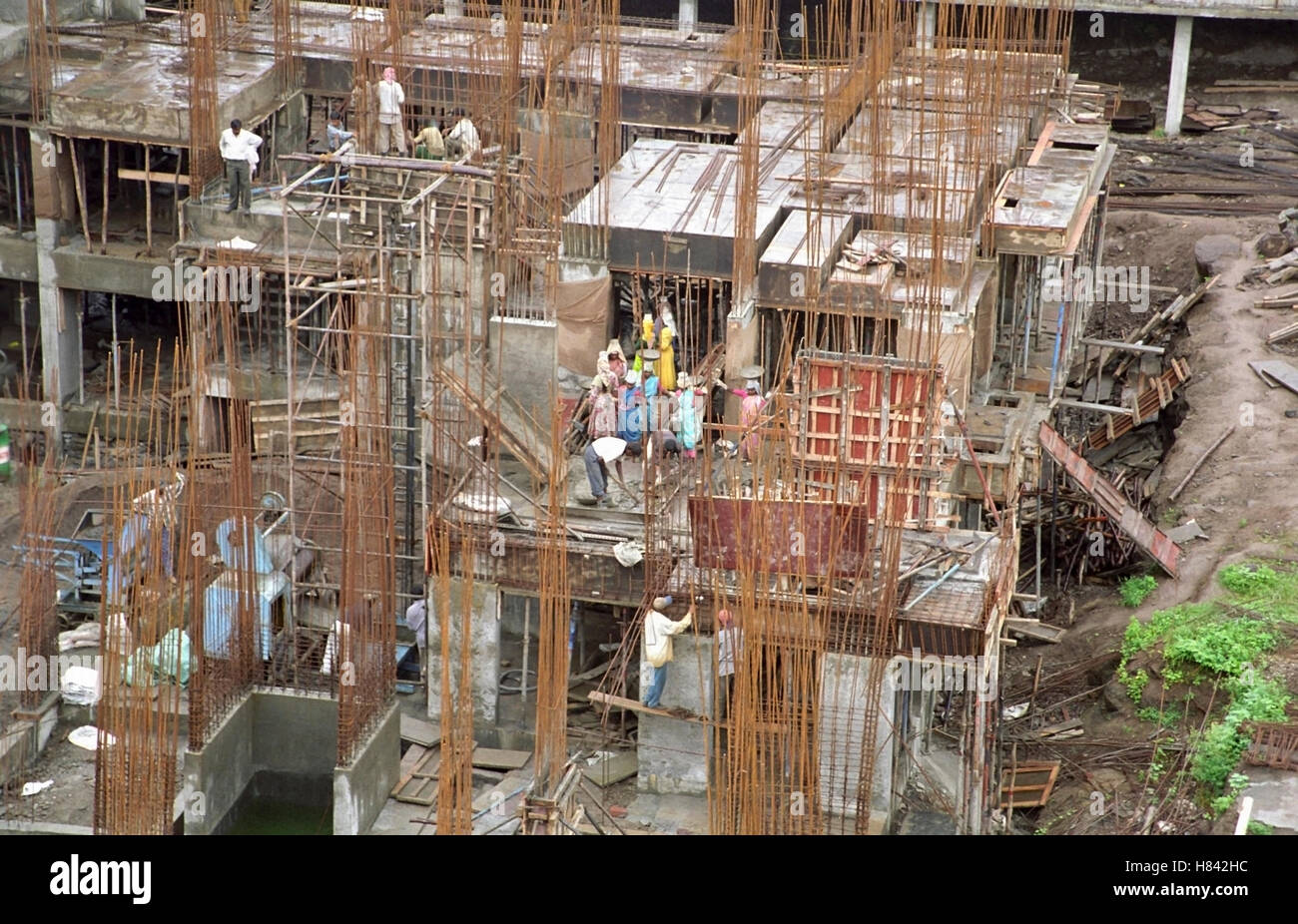 A construction site, Maharashtra, India Stock Photo