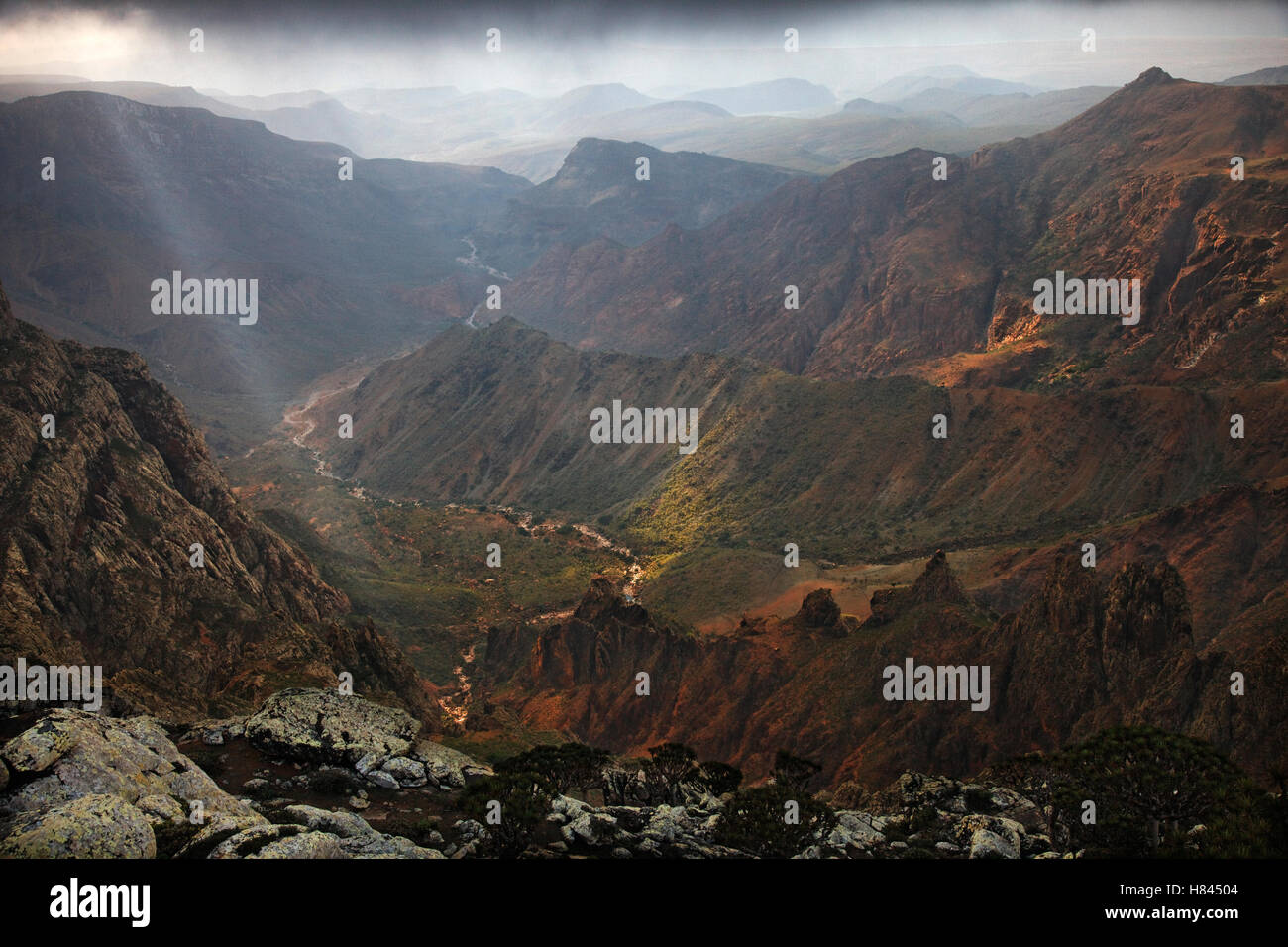 Seasonal creek meandering among mountain ridges, Hajhir Mountains