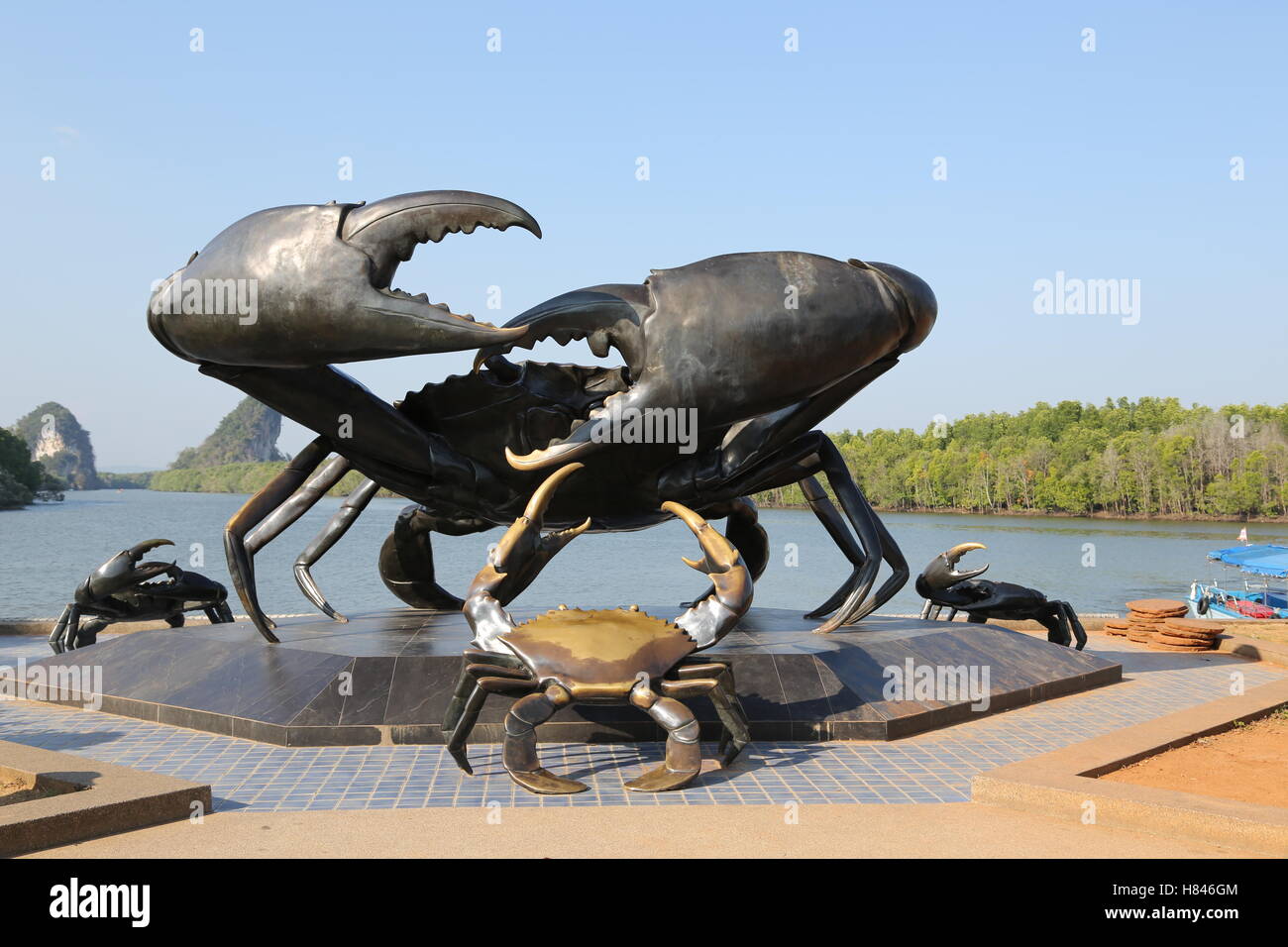 Crab family statues at Krabi province Stock Photo