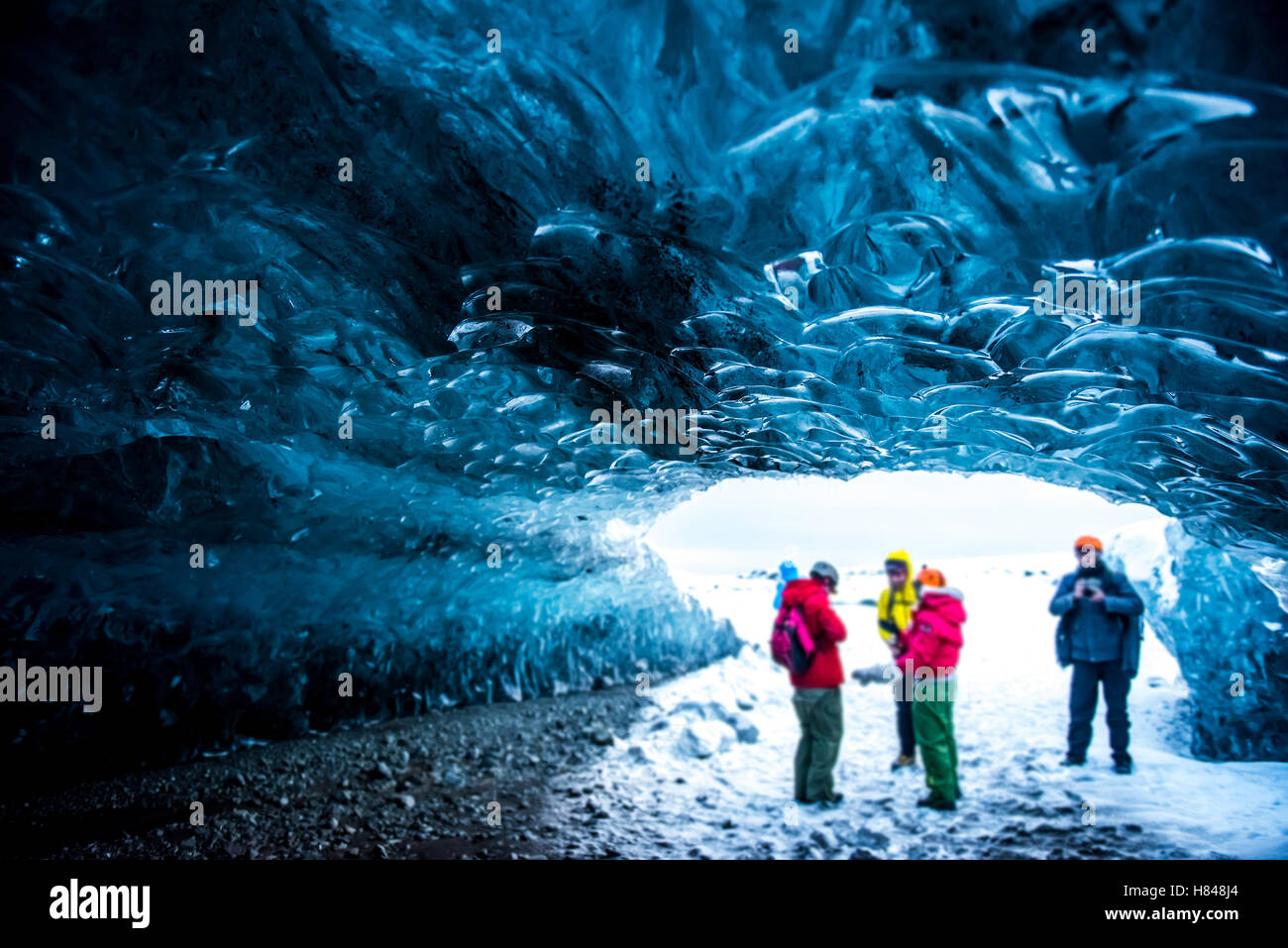 Inside Ice caves in Iceland Stock Photo - Alamy