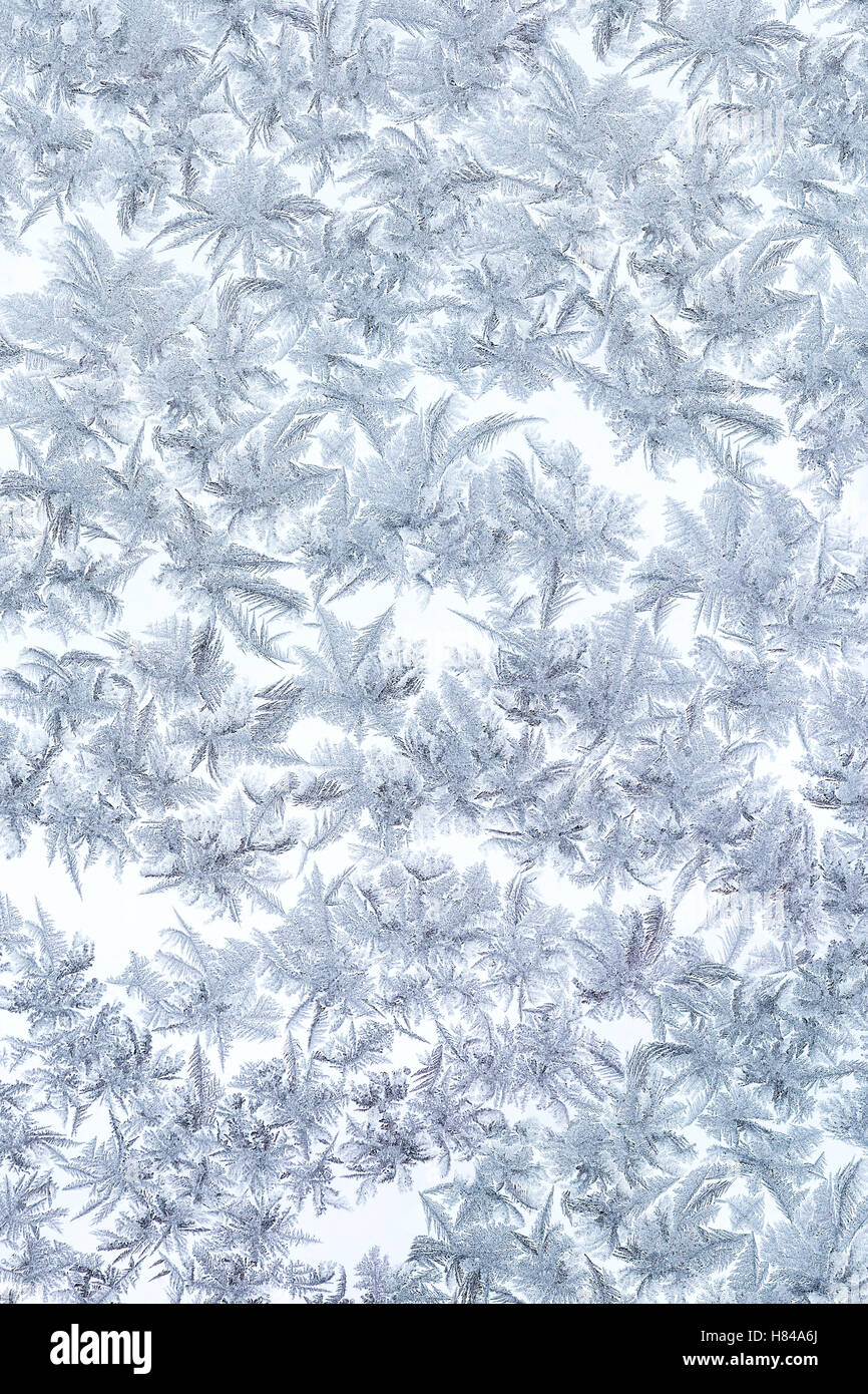 frosty christmas pattern on frozen winter window glass Stock Photo - Alamy