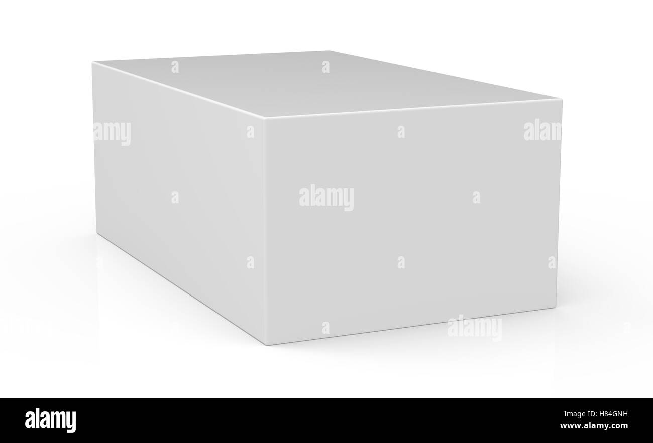 blank white box packaging template, 3d rendering isolated white background Stock Photo