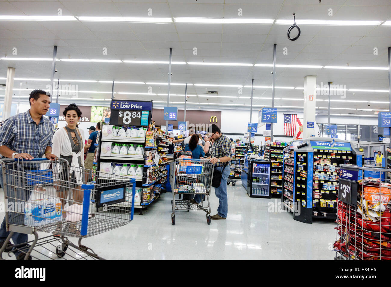 Miami Florida,Walmart Big-Box,interior inside,shopping shopper shoppers shop shops market markets marketplace buying selling,retail store stores busin Stock Photo