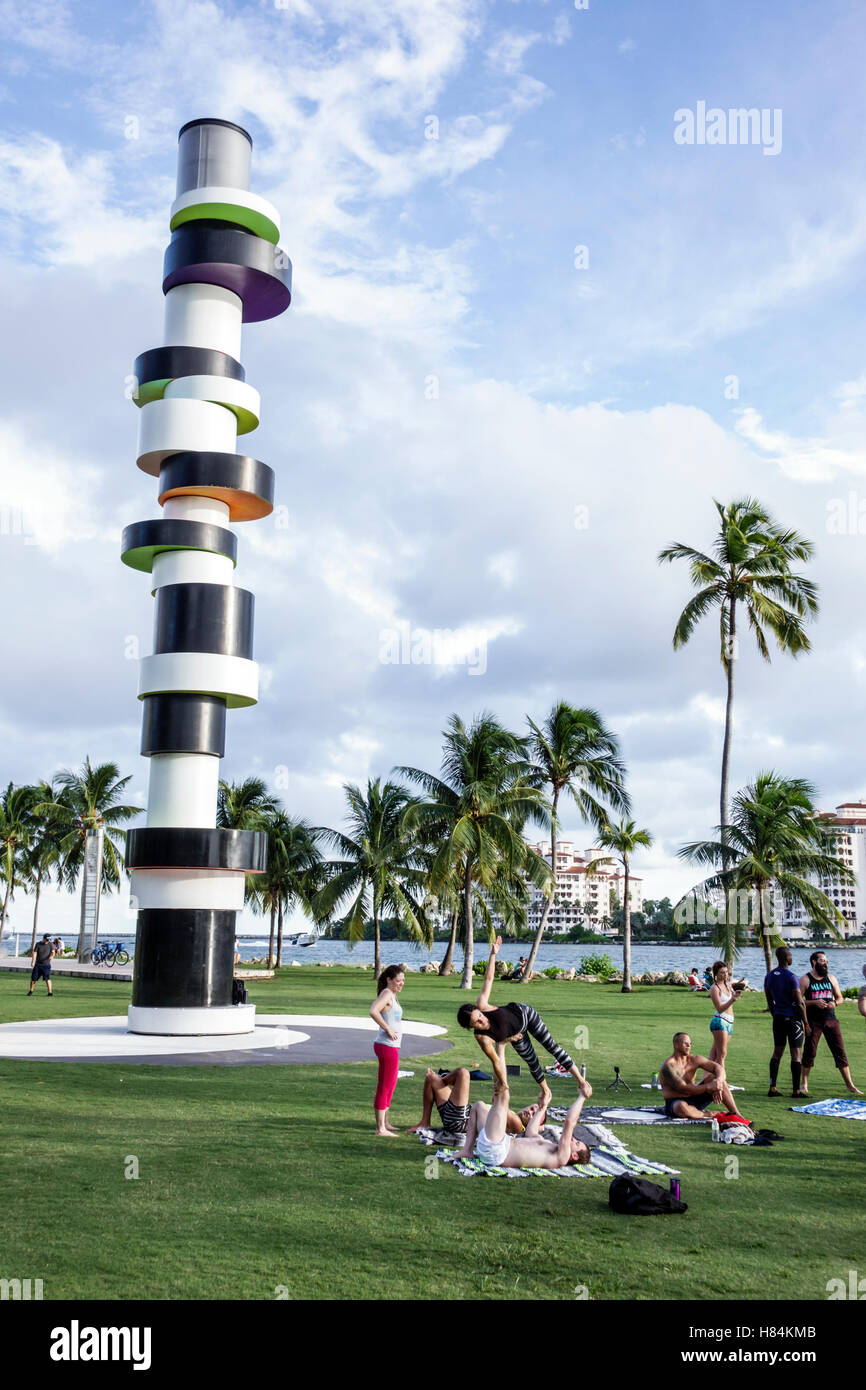 Miami Beach Florida,South Pointe Park,Obstinate Lighthouse,Tobias Rehberger,visitors travel traveling tour tourist tourism landmark landmarks culture Stock Photo