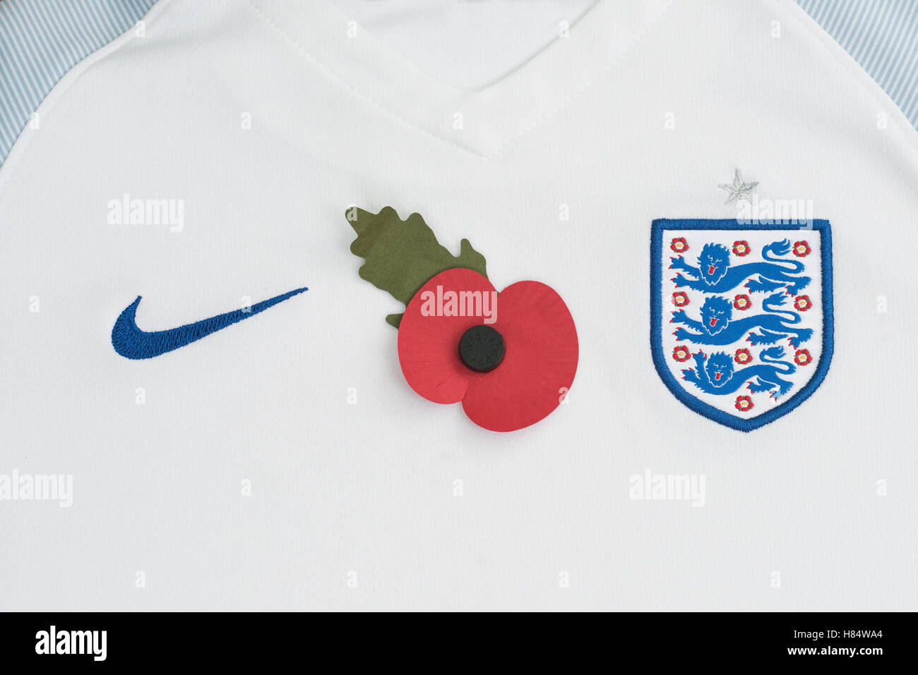 FIFA has banned players from England and Scotland from wearing poppies on their kits during their clash on November 11. The FA and SFA have said players will wear poppies on black armbands during their Armistice Day World Cup qualifier at Wembley. Stock Photo