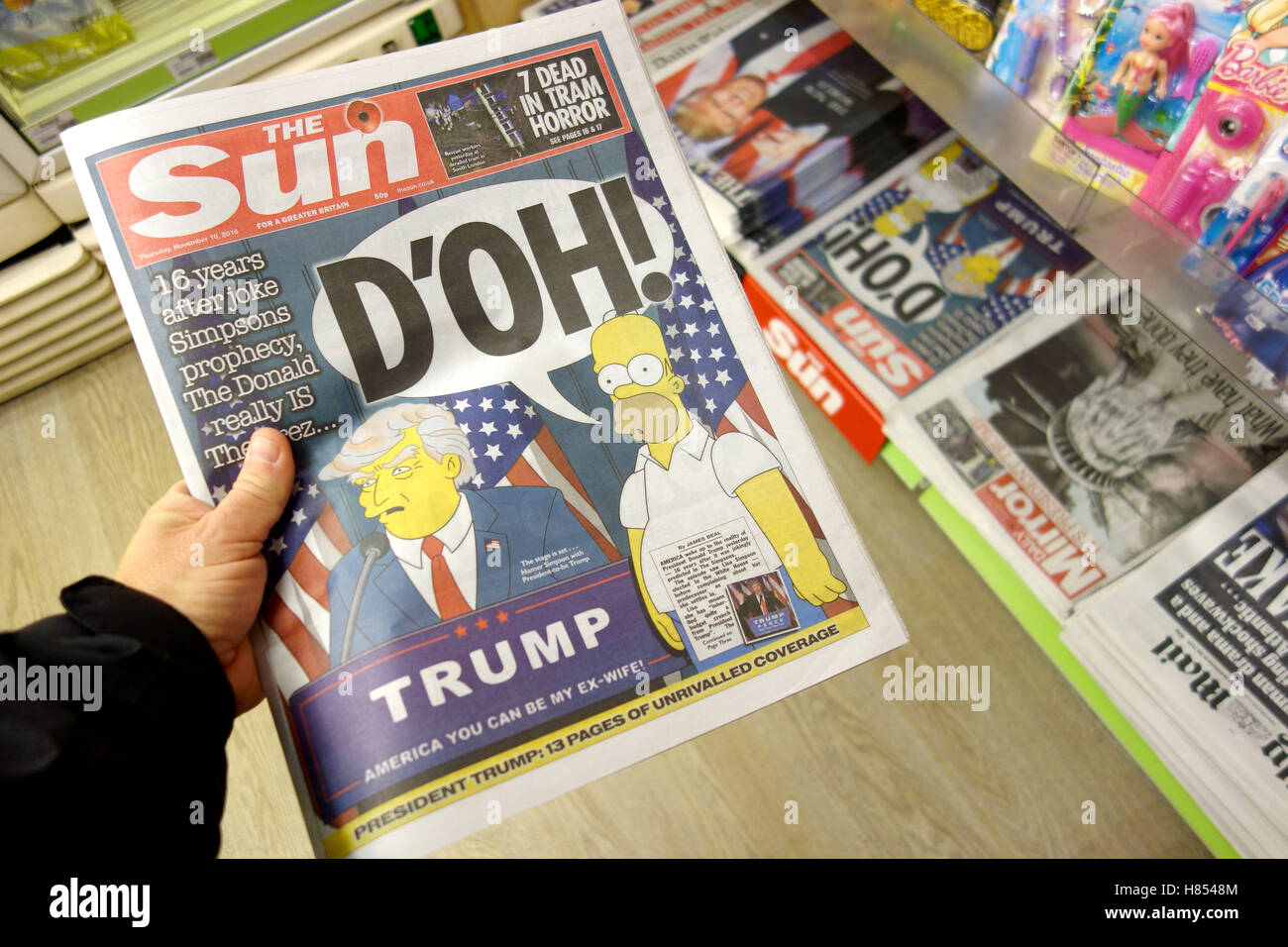 UK newspaper front pages of President-elect Donald Trump Stock Photo