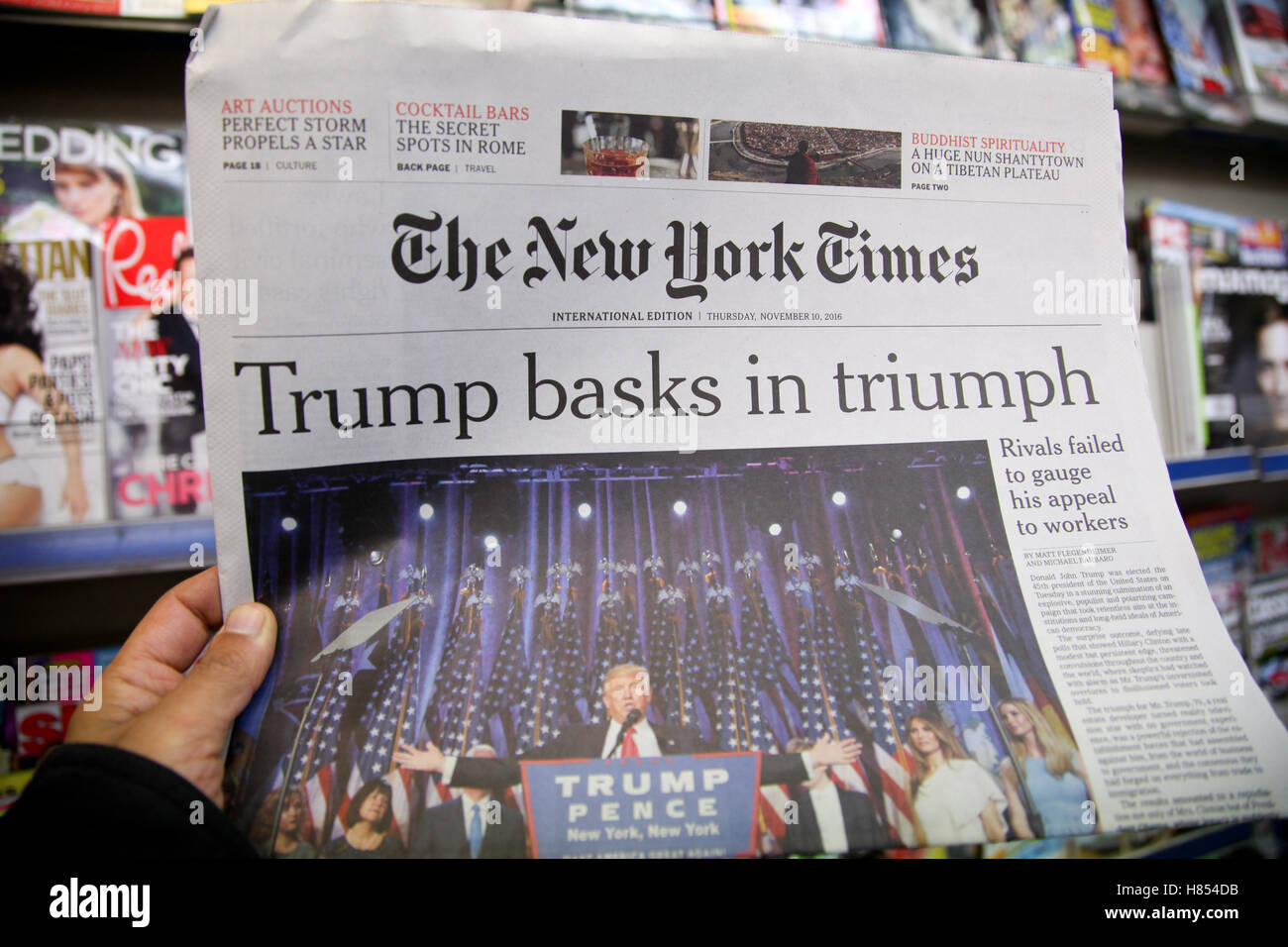 London, UK. 10th Nov, 2016. Front cover of The New Times. International newspapers reaction to the US presidential election results Credit:  Dinendra Haria/Alamy Live News Stock Photo