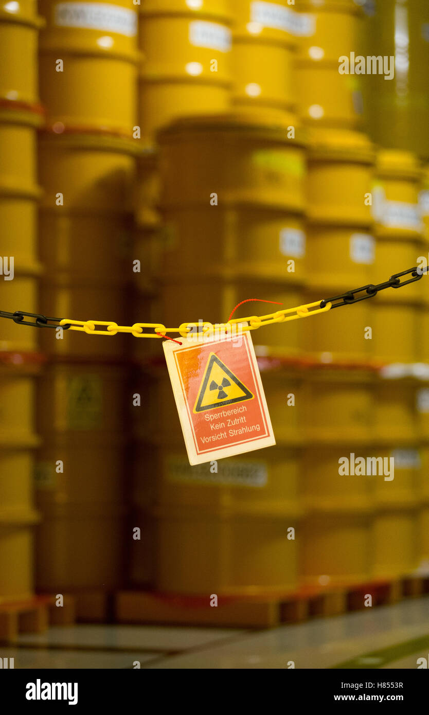 Drums with light radio-active material are ready to be transported in the  former Lingen nuclear power plant (KKL)in Lingen, Germany, 18 October 2016.  In September 2016, the dismantling of the nuclear power