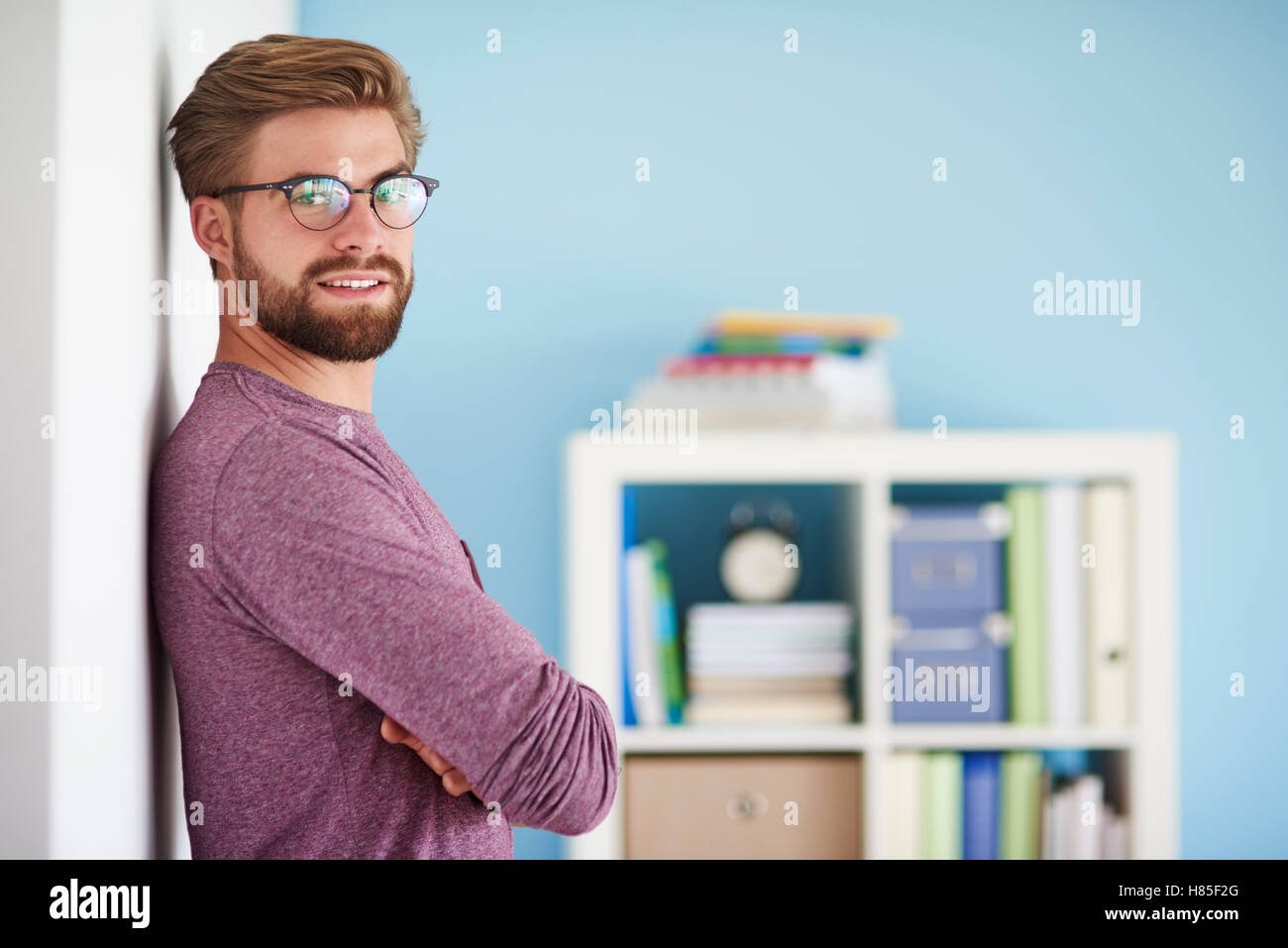 Man and interior of his office Stock Photo