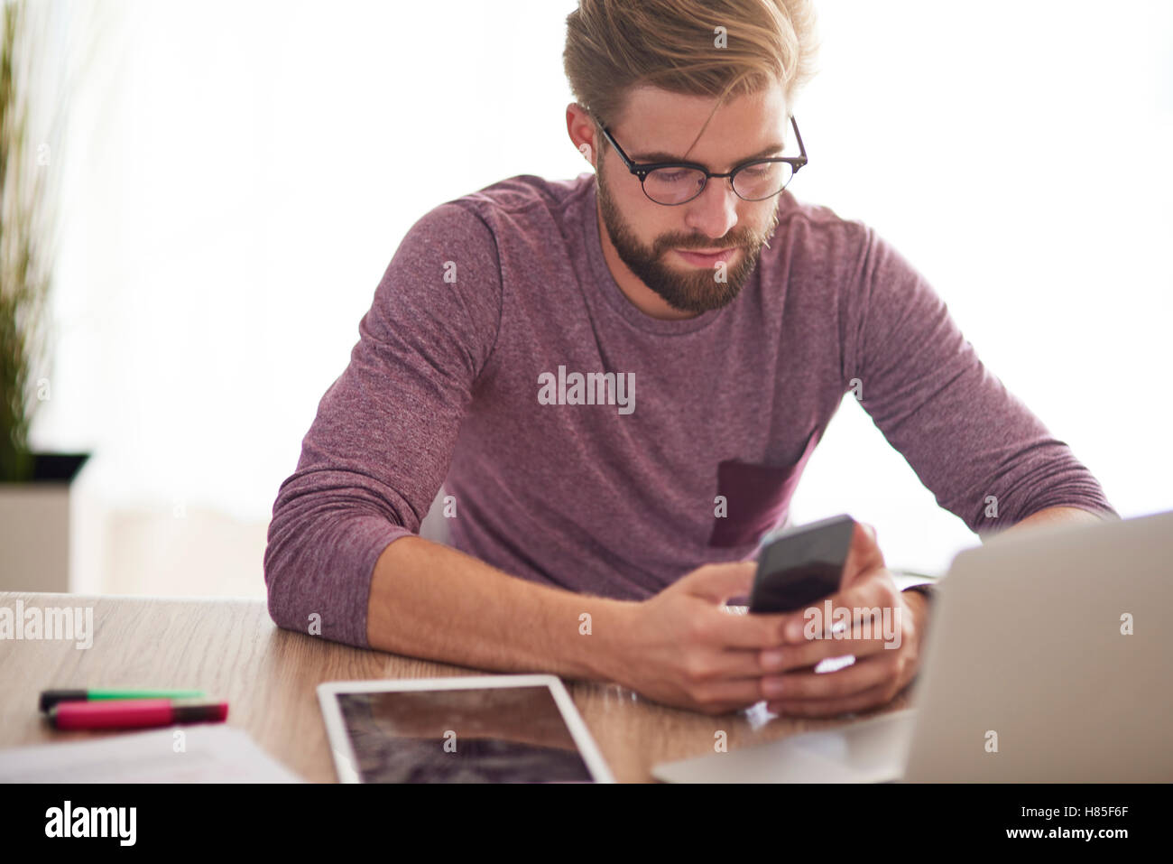 Man in the surrounding of technology Stock Photo - Alamy