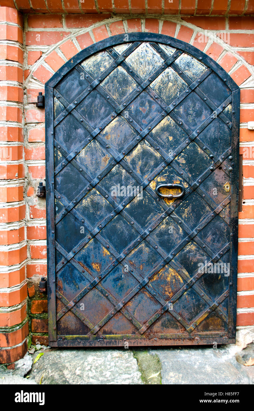 Old ornamental black metal steel door Stock Photo Alamy