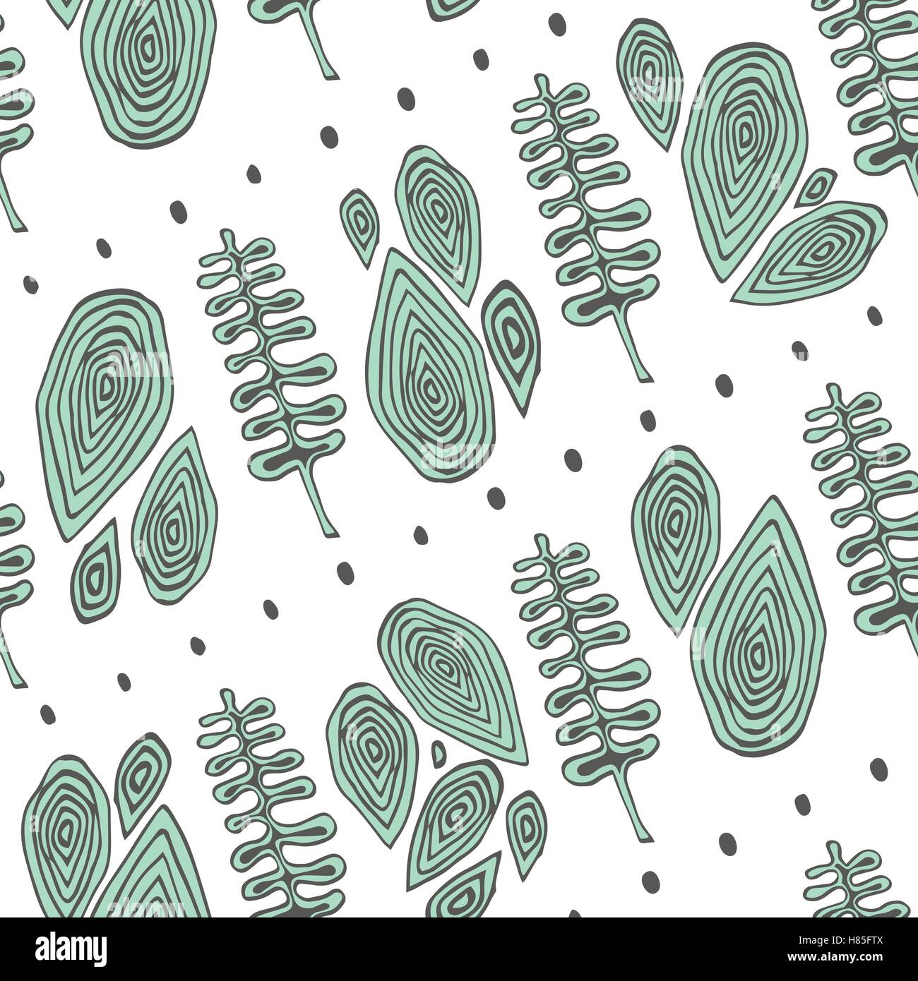 Seamless vector pattern with doodle fern. Hand drawn Stock Vector Image ...