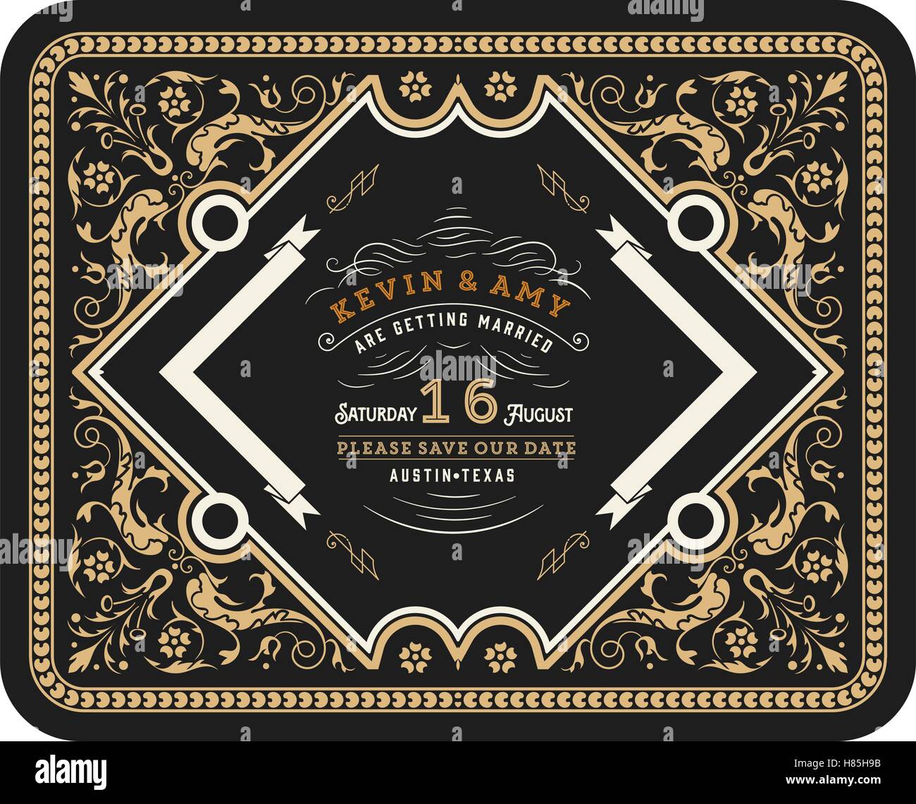 Vintage wedding card Stock Vector Image & Art - Alamy