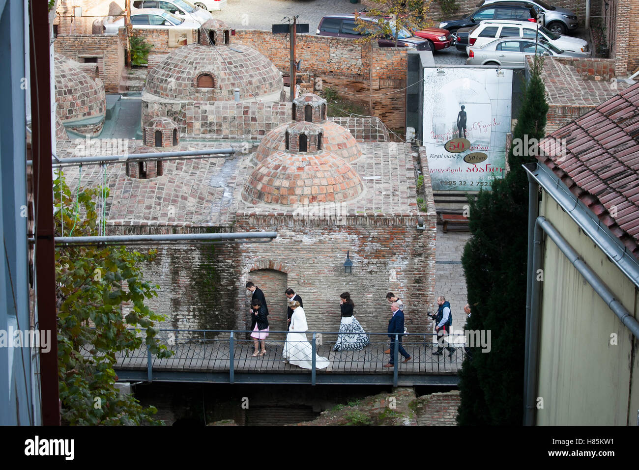 TBILISI, GEORGIA - November 5, 2016: Exterior of public bath in Tbilisi, Georgia. Popular place for wedding shooting Stock Photo
