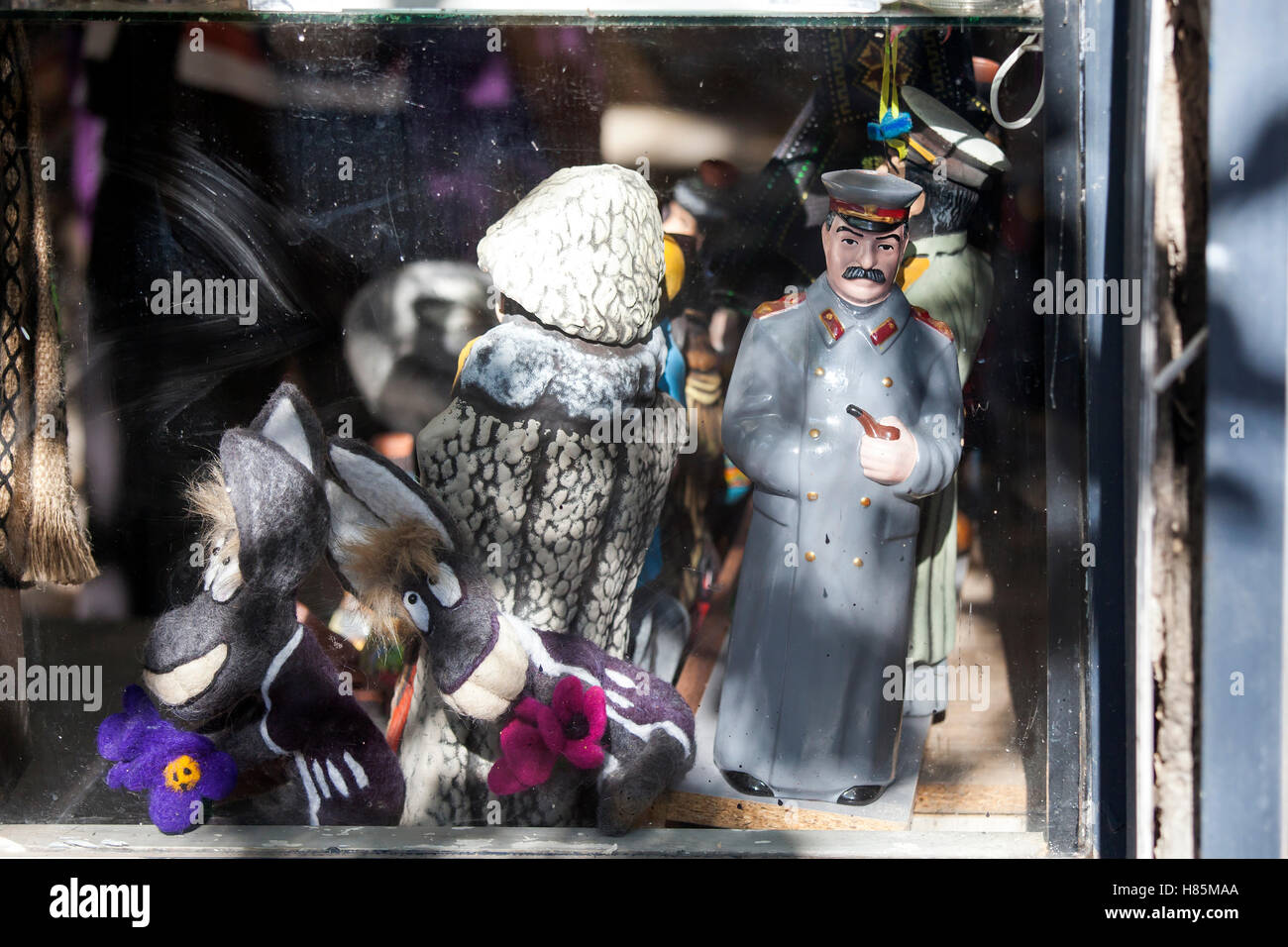 TBILISI, 6 November 2016, Statue of Stalin and plush toys of