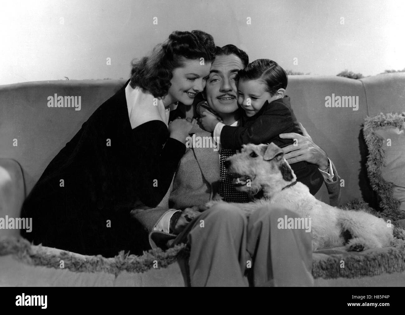 Der Schatten des dünnen Mannes, (SHADOW OF THE THIN MAN) USA 1941, Regie: W. S. van Dyke, MYRNA LOY, WILLIAM POWELL, Stichwort: Hund, Sofa Stock Photo
