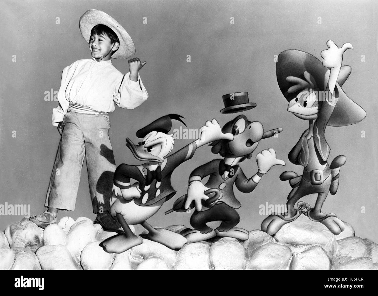 Drei Caballeros, (THREE CABALLEROS) USA 1944, Regie: Norman Ferguson, Szene: Donald Duck mit Freunden Stock Photo