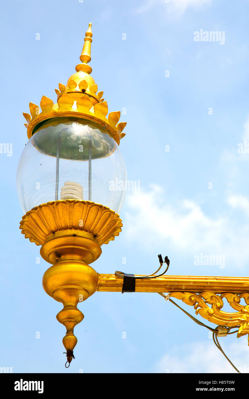 bangkok thailand street lamp in the sky palaces temple abstract sunny ...