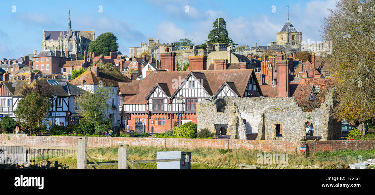 Panoramic view of the historic Medieval town of Arundel in West Sussex, England, UK. Stock Photo