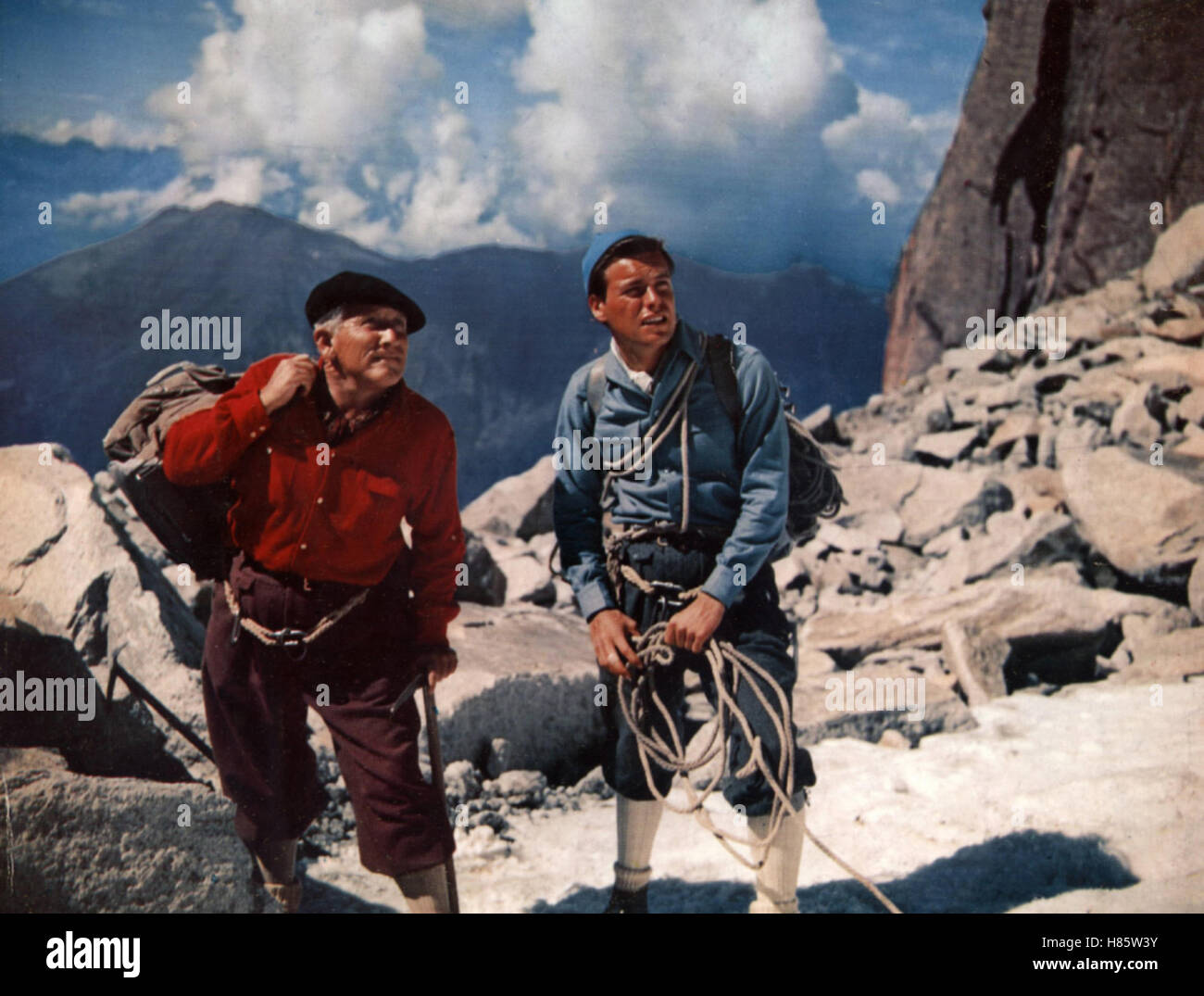 Der Berg der Versuchung, (THE MOUNTAIN) USA 1956, Regie: Edward Dmytryk, SPENCER TRACY, ROBERT WAGNER, Stichwort: Bergsteiger Stock Photo