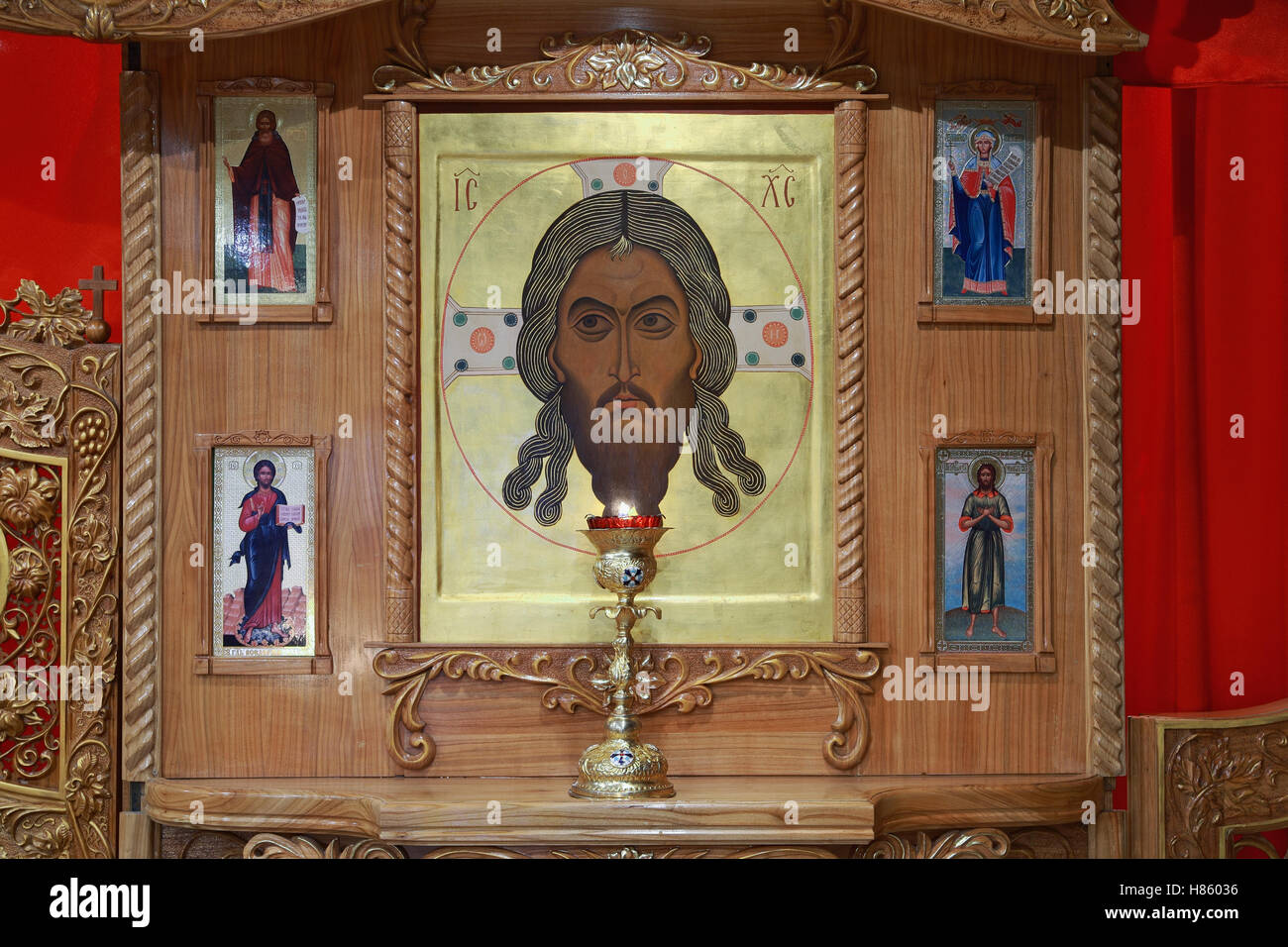 Orthodox iconostasis, icon of Jesus Christ 'Holy Face', Vernicle Stock Photo