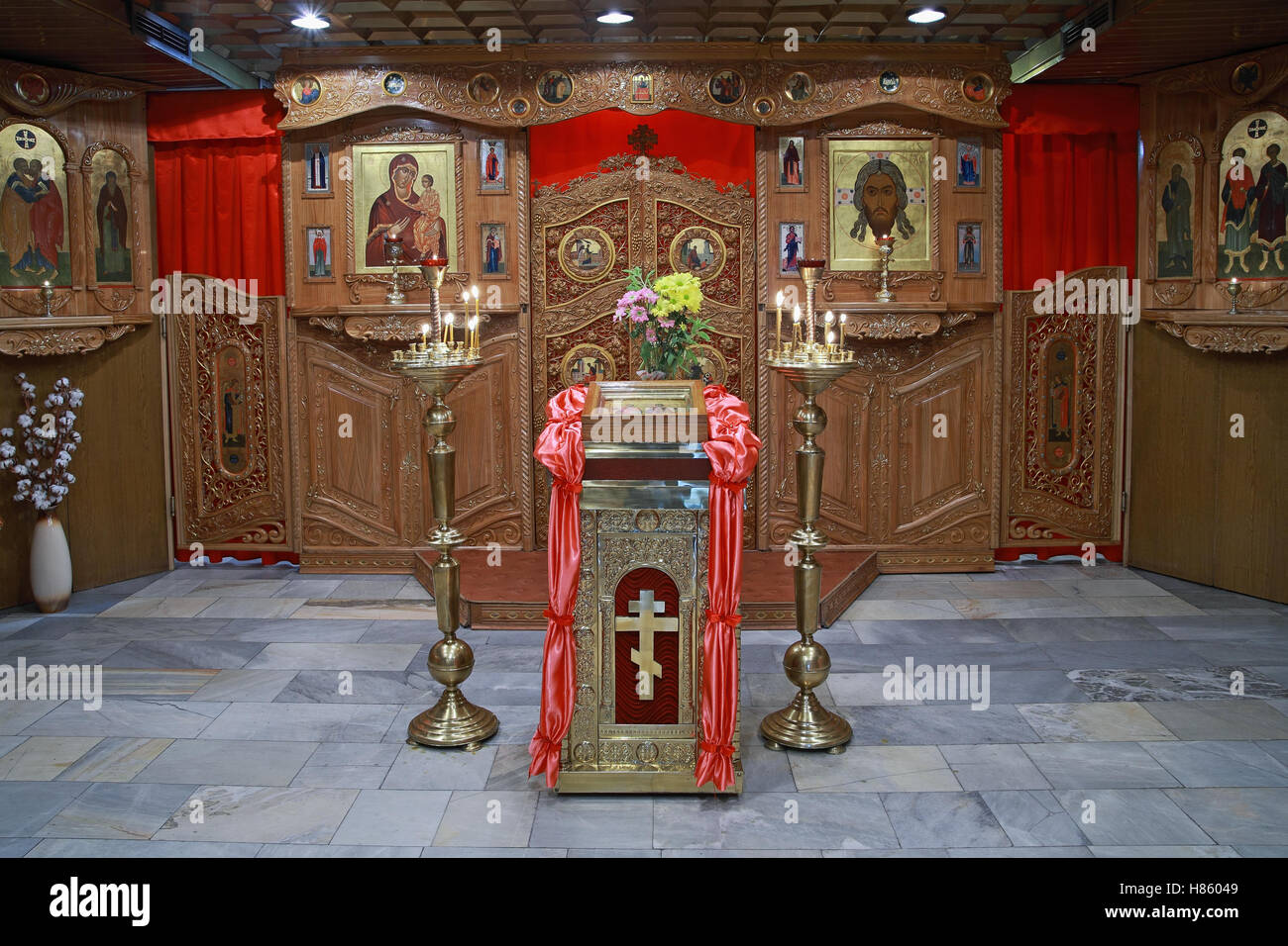 Orthodox iconostasis, interior of an Orthodox church Stock Photo