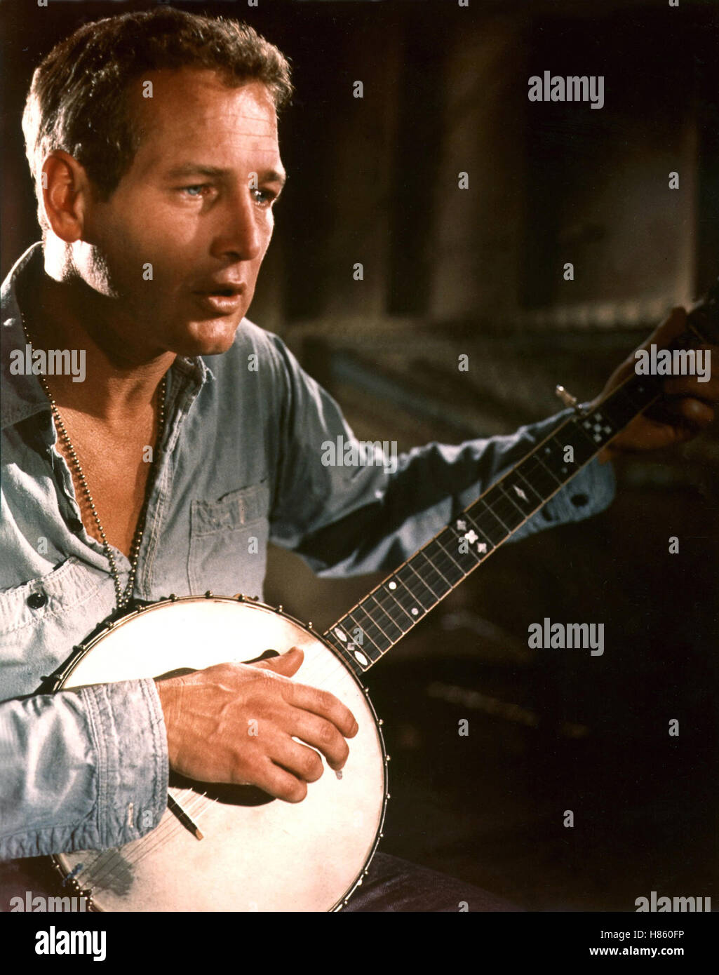 Der Unbeugsame, (COOL HAND LUKE) USA 1966, Regie: Stuart Rosenberg, PAUL NEWMAN, Key: Musikinstrument, Banjo, Stock Photo