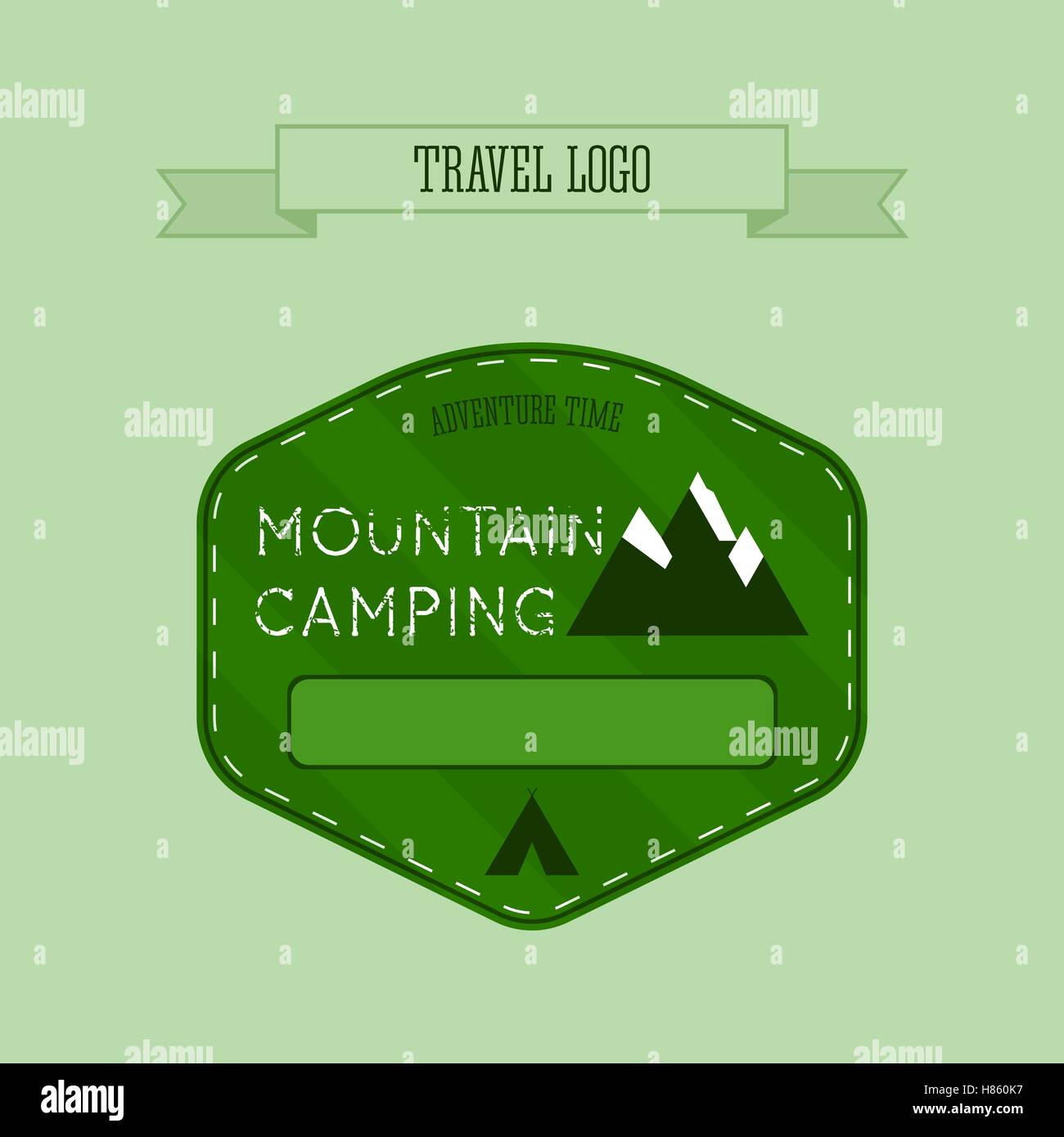 Mountain camping logo, labels and badges. Travel emblems. Vector illustration Stock Vector