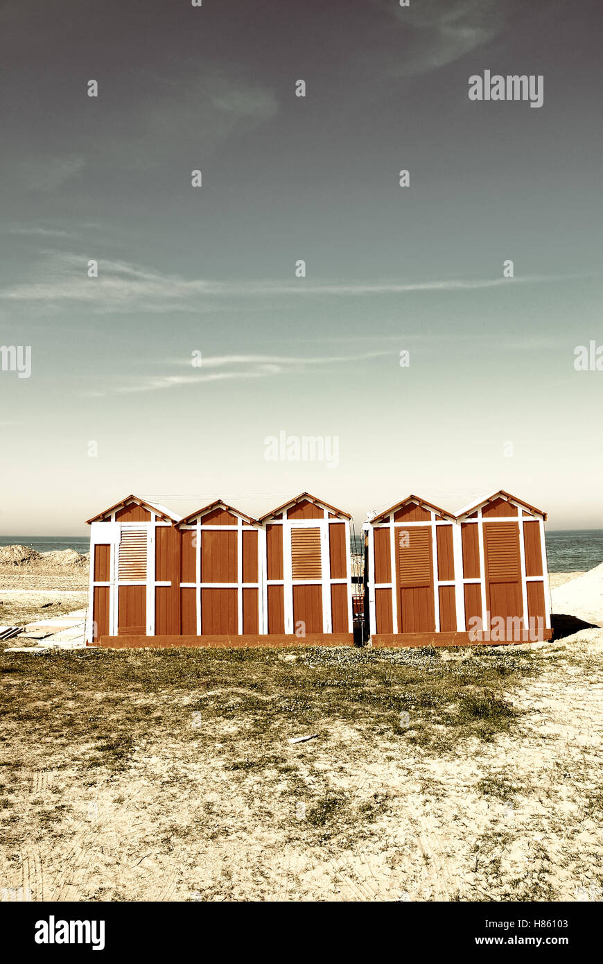 Old Wooden Cabins On The Beach Stock Photo 125522323 Alamy